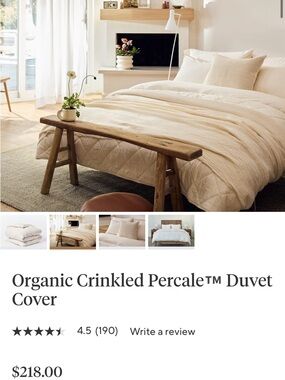 Coyuchi Organic Crinkled Percale™️ Duvet Cover Undyed King